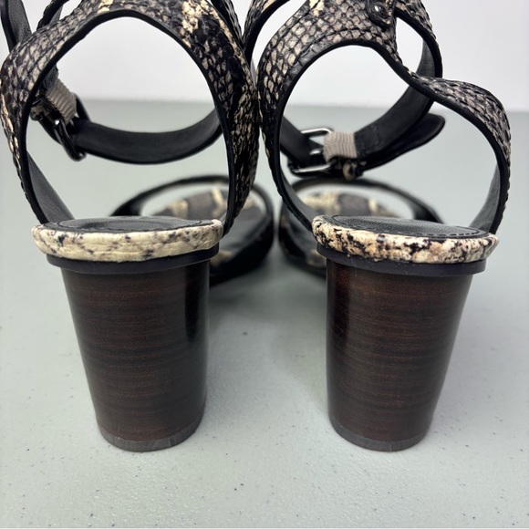 Coach Pipher Women's Heels Sandals 6.5B Black Snake Print Ankle Buckle Block - Picture 7 of 11